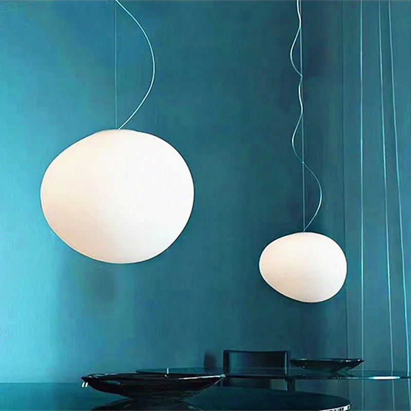 Desk Setup Minimalist - Minimalist Cobblestone Shape White Single Chandelier