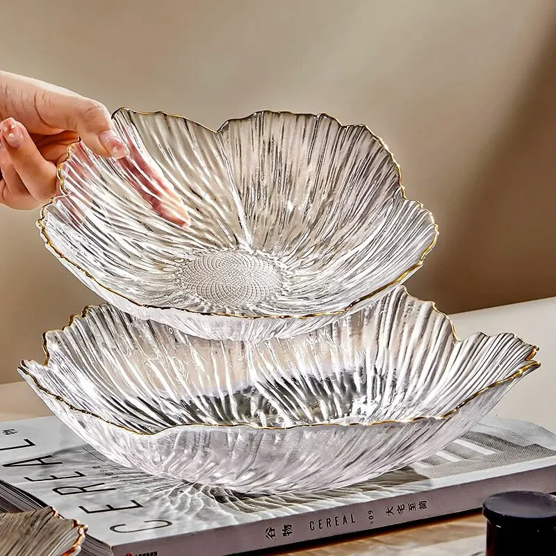 Desk Setup Minimalist - Petal Glass Fruit Plate Living Room,