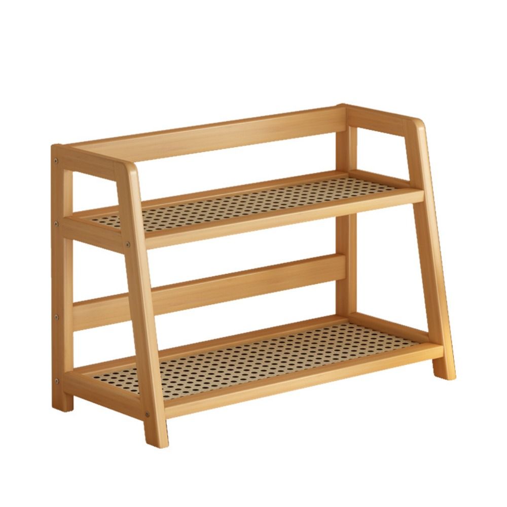 Desk Setup Shelf - Wooden Storage Shelf for Kitchen Rattan