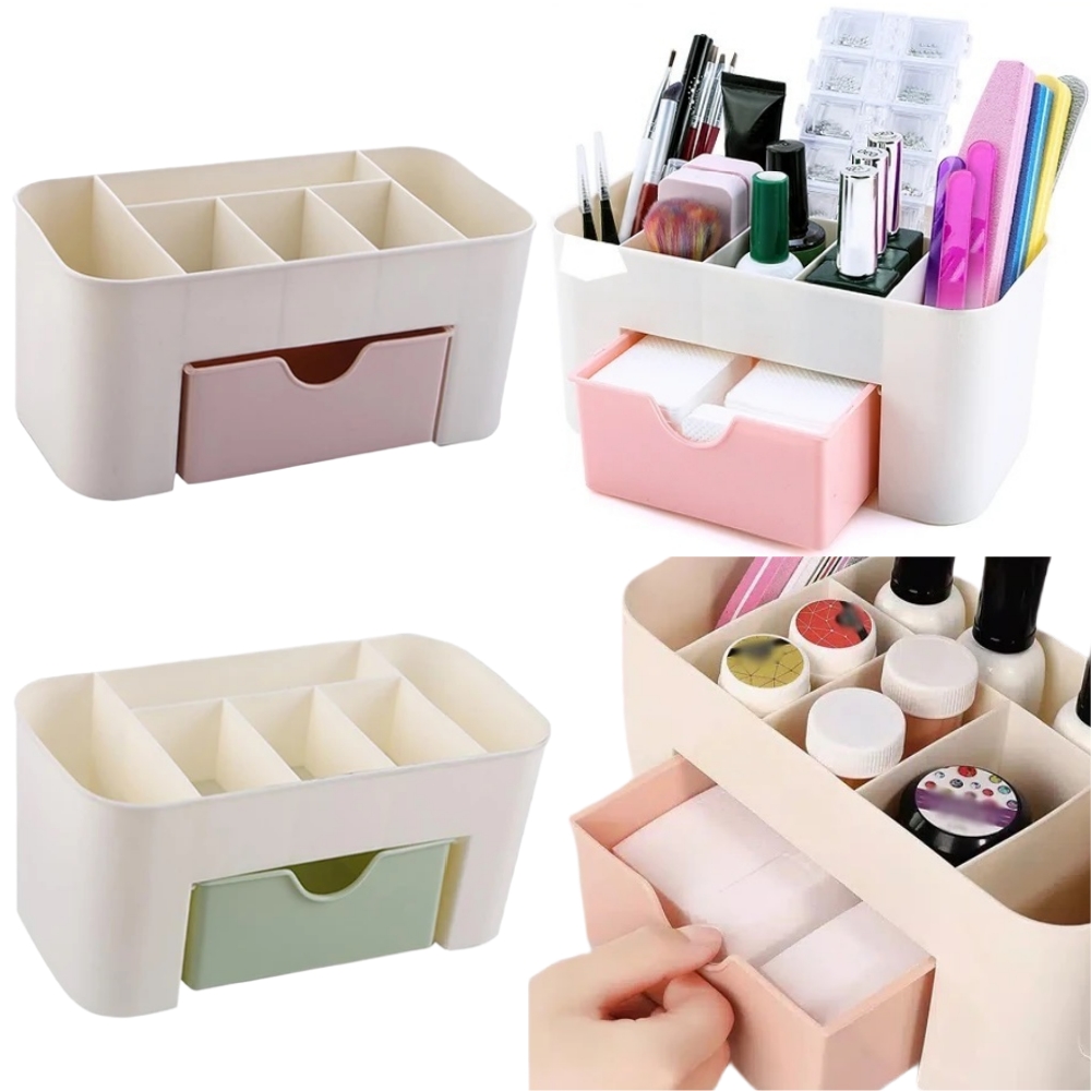 Desk Setup Shelf - Nail Art Organizer Desktop Drawer Cosmetic