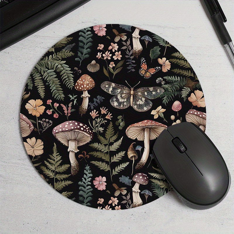 Desk Setup In Office - Round Forest Plant Mouse Pad Rubber