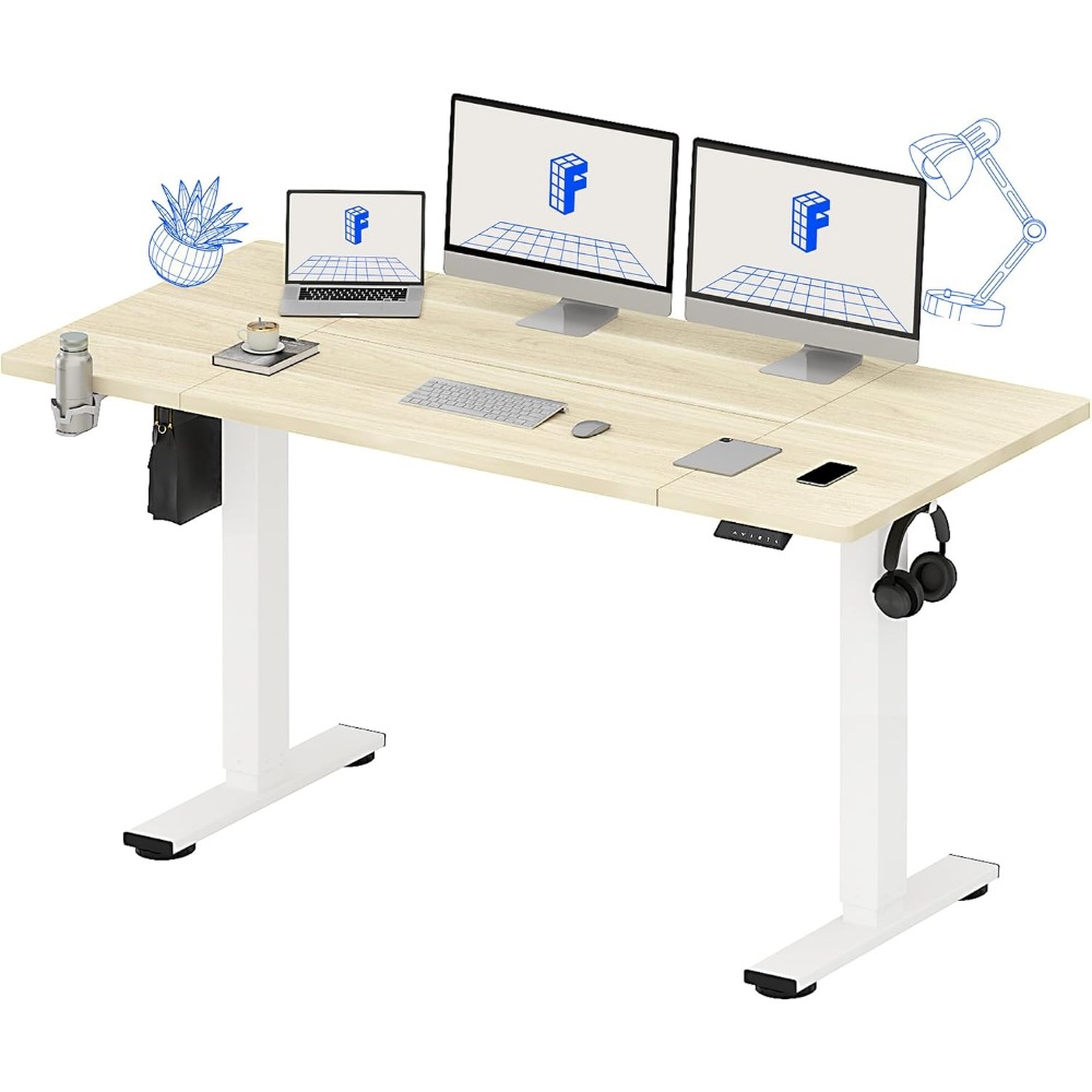 FLEXISPOT 63x32 Inch Electric  - Desk Setup In Office review and price