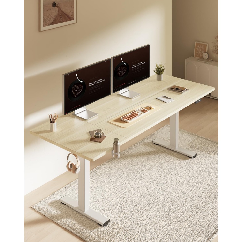 FLEXISPOT 63x32 Inch Electric  - Desk Setup In Office review and price