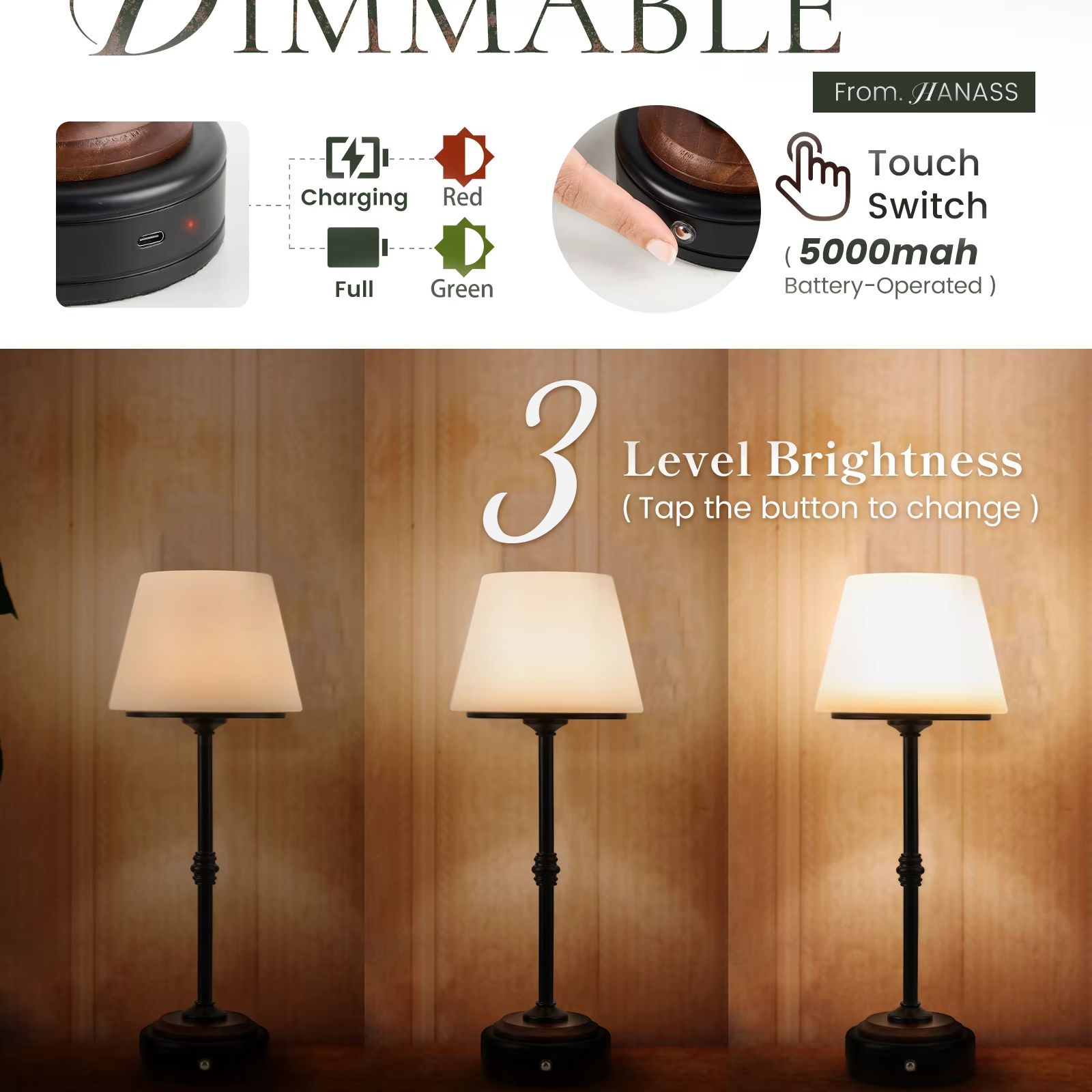 Cordless Table Lamps Set of  5 - Desk Setup Bedroom review and price