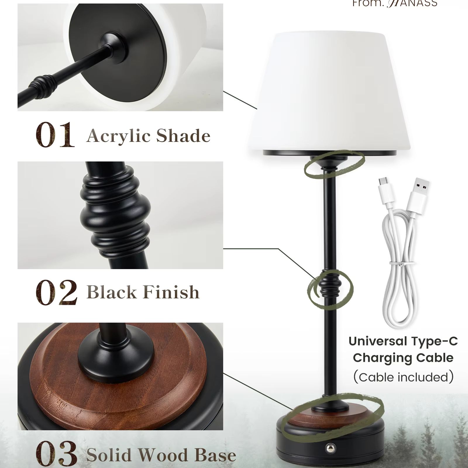 Cordless Table Lamps Set of  5 - Desk Setup Bedroom review and price