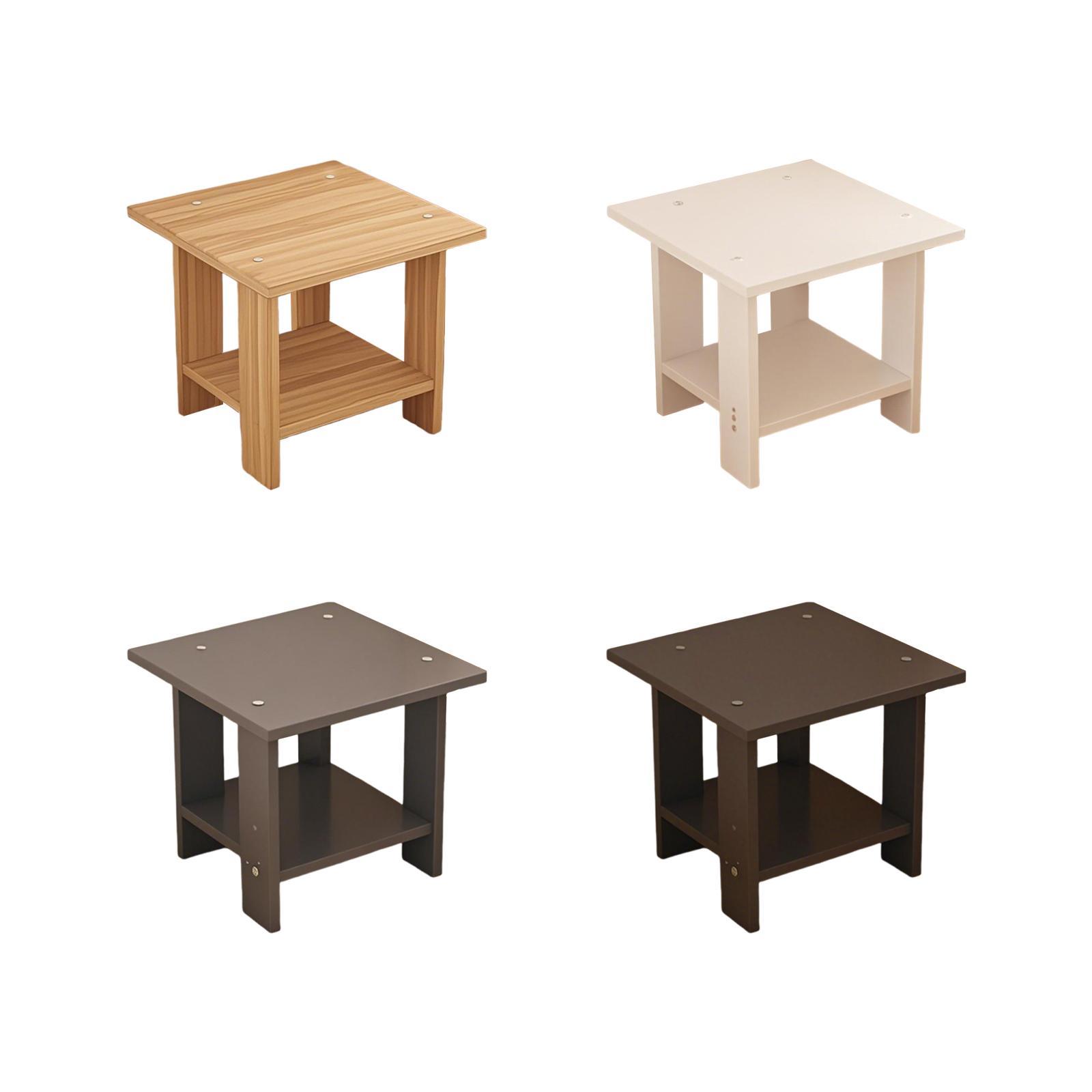 Wooden Double Layers Side Tabl - Desk Setup Minimalist review and price