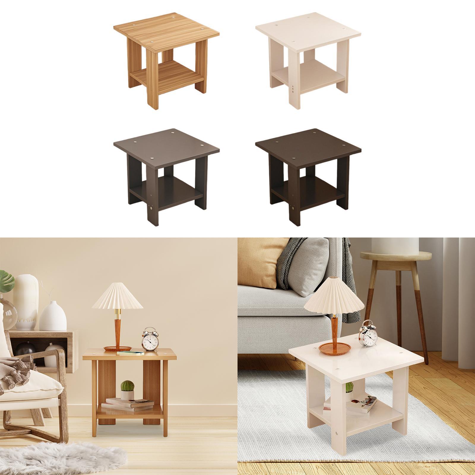 Wooden Double Layers Side Tabl - Desk Setup Minimalist review and price