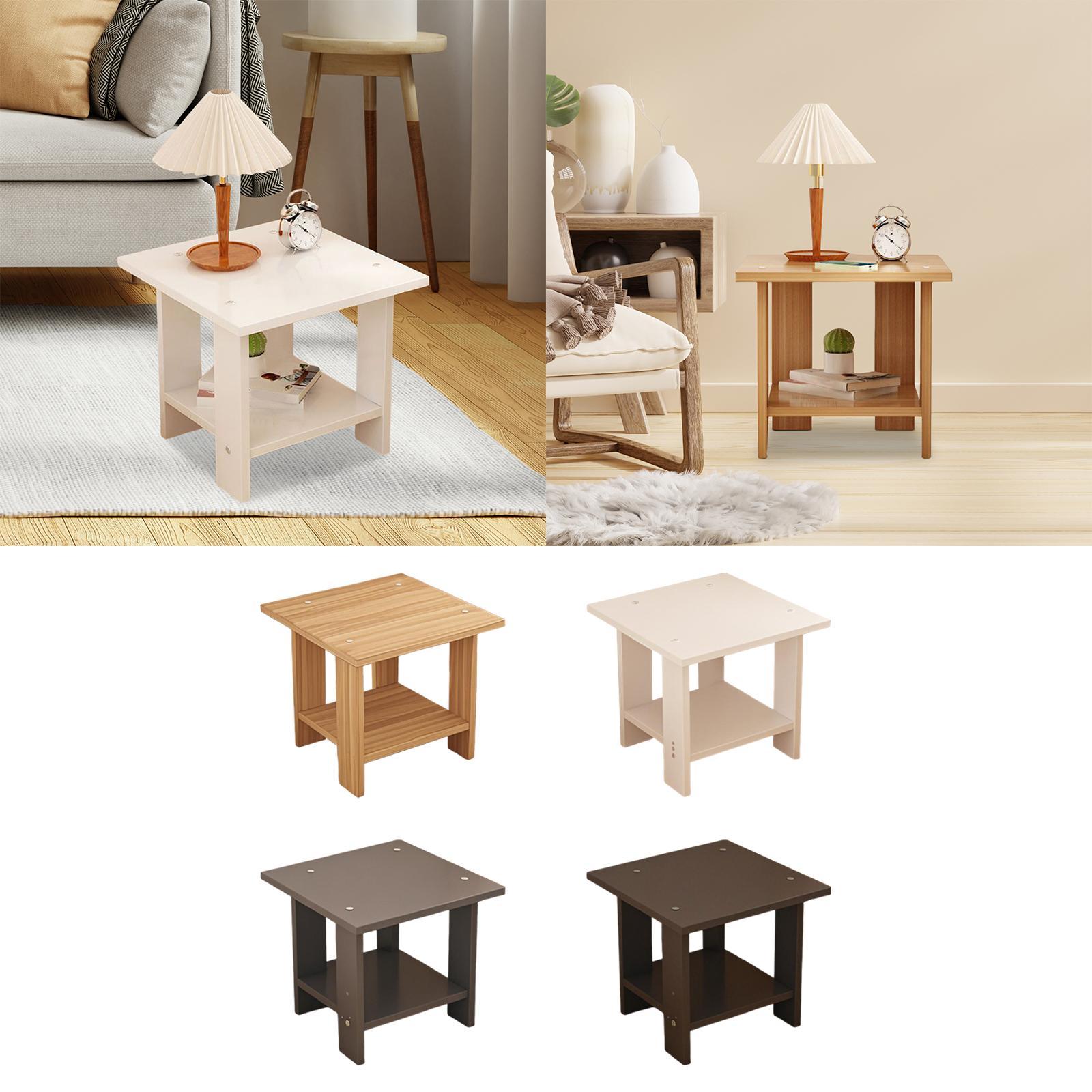 Wooden Double Layers Side Tabl - Desk Setup Minimalist review and price