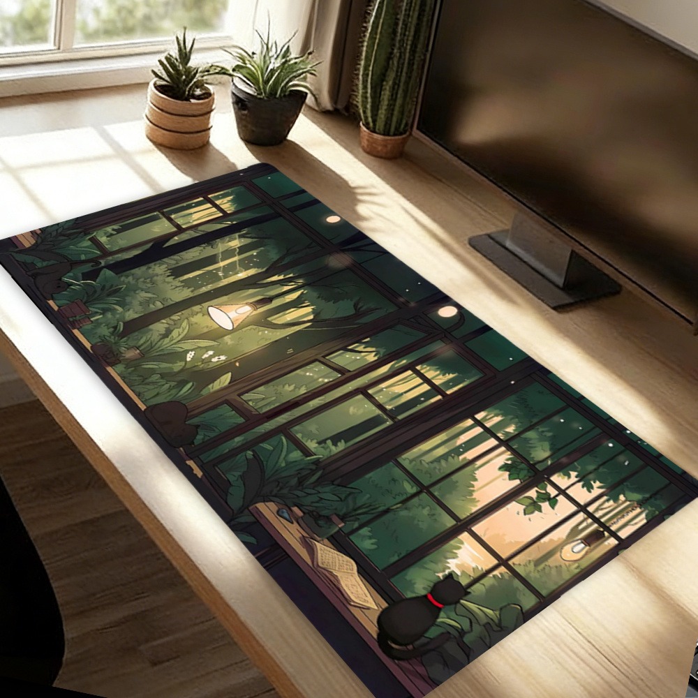 Cute Lofi Desk Mat - Green Pla - Desk Setup With Plants review and price
