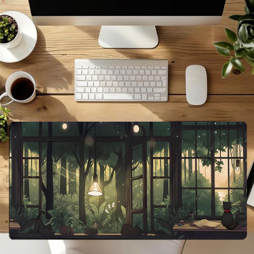 Cute Lofi Desk Mat - Green Pla - Desk Setup With Plants review and price