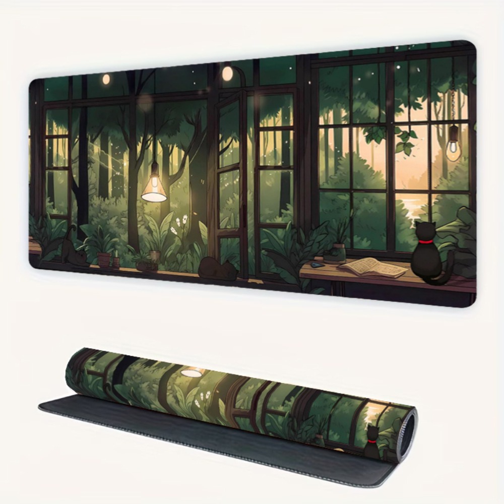 Cute Lofi Desk Mat - Green Pla - Desk Setup With Plants review and price