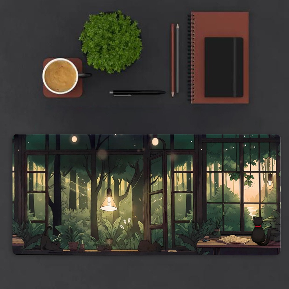 Cute Lofi Desk Mat - Green Pla - Desk Setup With Plants review and price