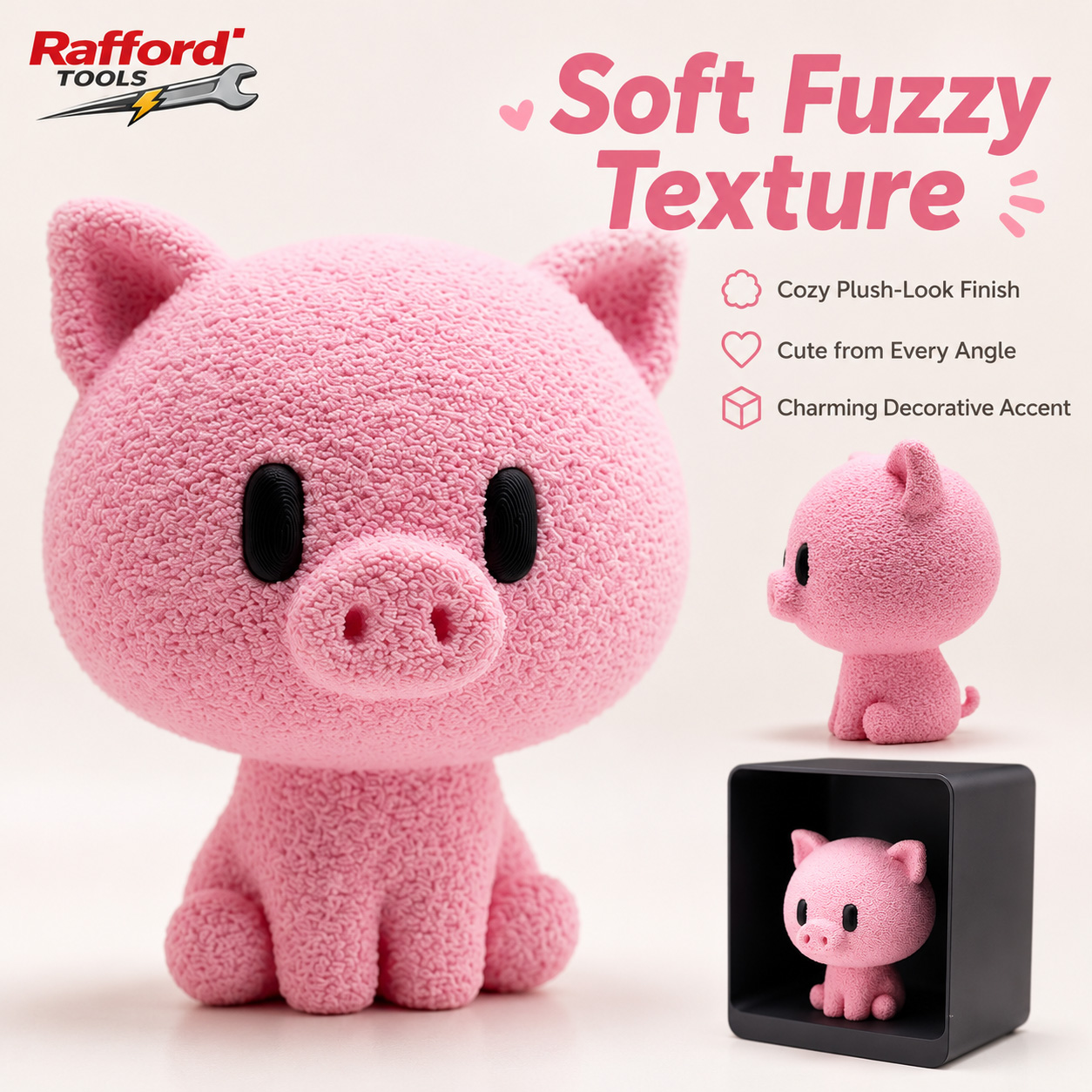 Rafford Cute Flocked Pink Pig  - Desk Setup Shelf review and price