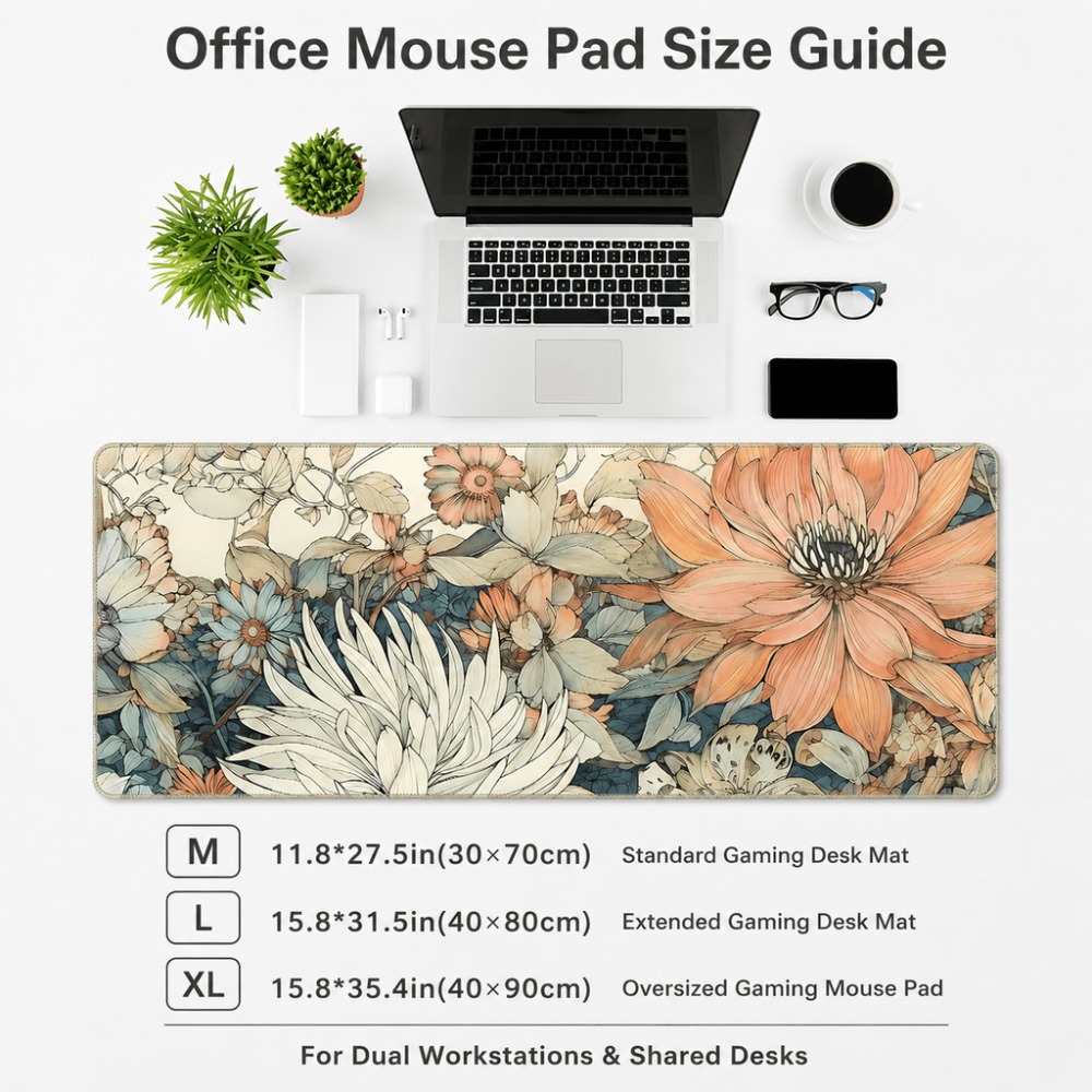 Retro floral table mat, featur - Desk Setup With Plants review and price