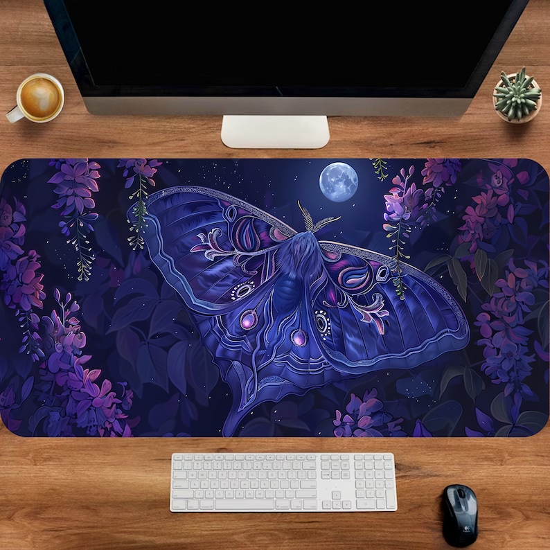 Moth Desk Mat, Cute Gaming Mou - Desk Setup With Plants review and price